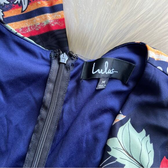 Lulus Aleta Navy Blue Print Short Sleeve Surplice Maxi Dress - Picture 5 of 10